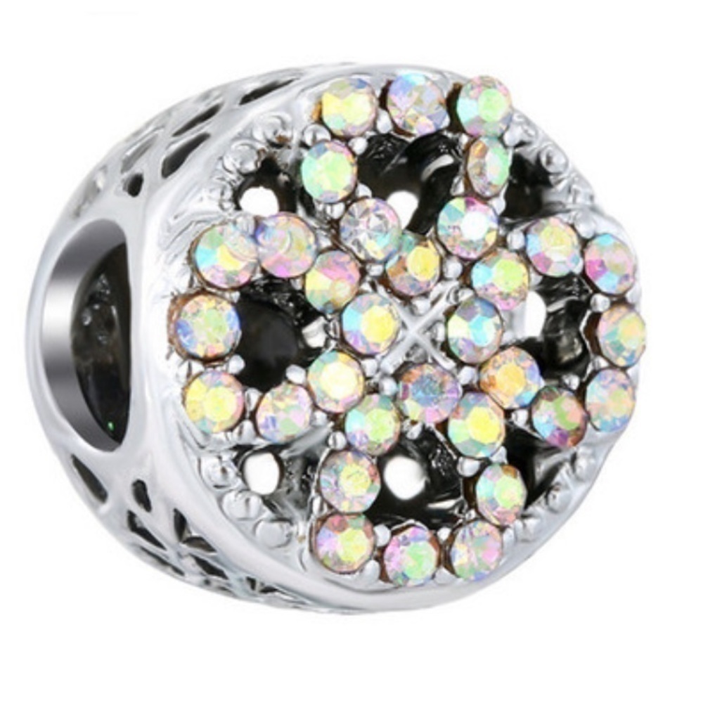 𝅺🧿 Iridescent Stone Heart Charm Bead 4 Chamilia EU, Brighton & Pandora